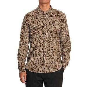 RVCA Men’s Freeman Corduroy Print Button Front Shirt Medium
